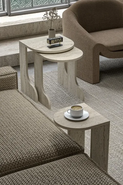 Setro 3-Piece Round Nesting Table Set - Ecru