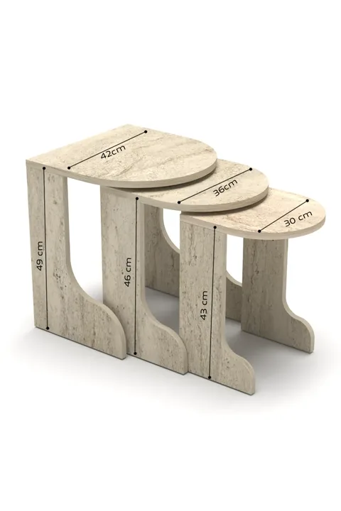 Setro 3-Piece Round Nesting Table Set - Ecru