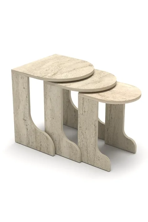 Setro 3-Piece Round Nesting Table Set - Ecru