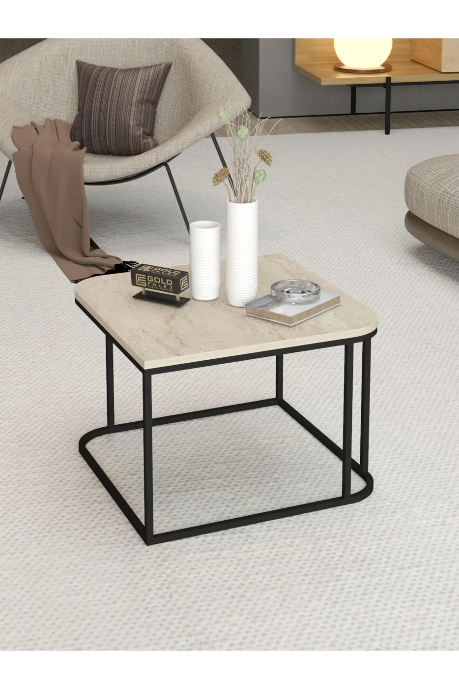 Damla Square Coffee Table - Beige