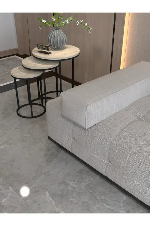 C 3-Piece Round Nesting Table Set - Ecru