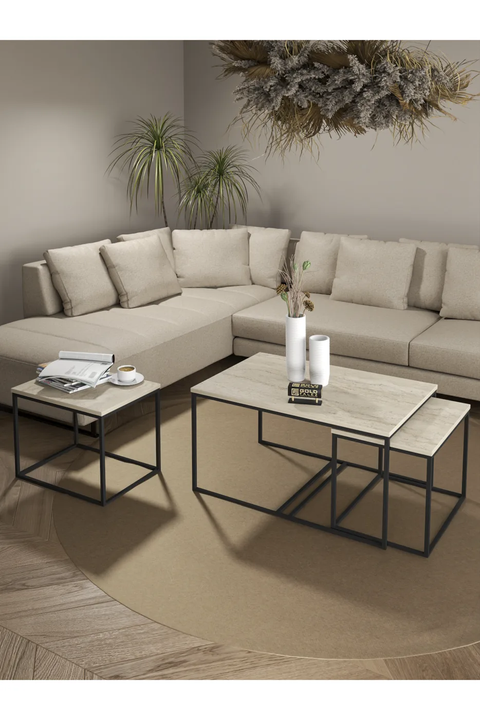 Flora Coffee & Nesting Table Set - Beige