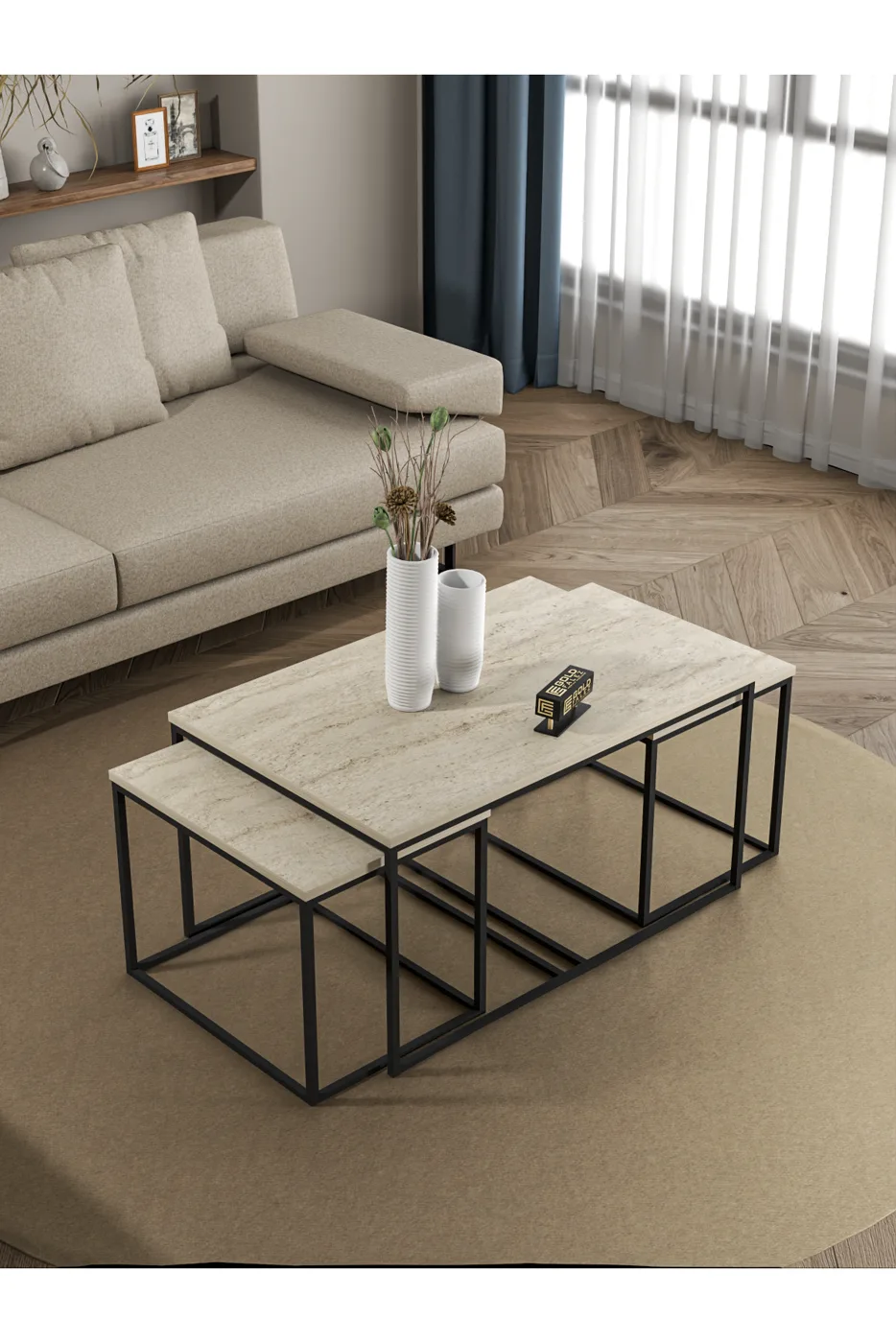 Flora Coffee & Nesting Table Set - Beige