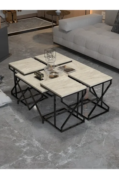 V Lux 5-Piece Coffee & Nesting Table Set - Beige