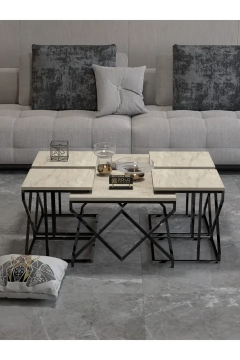 V Lux 5-Piece Coffee & Nesting Table Set - Beige