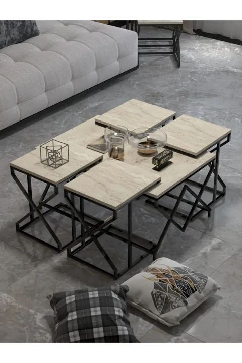 V Lux 5-Piece Coffee & Nesting Table Set - Beige