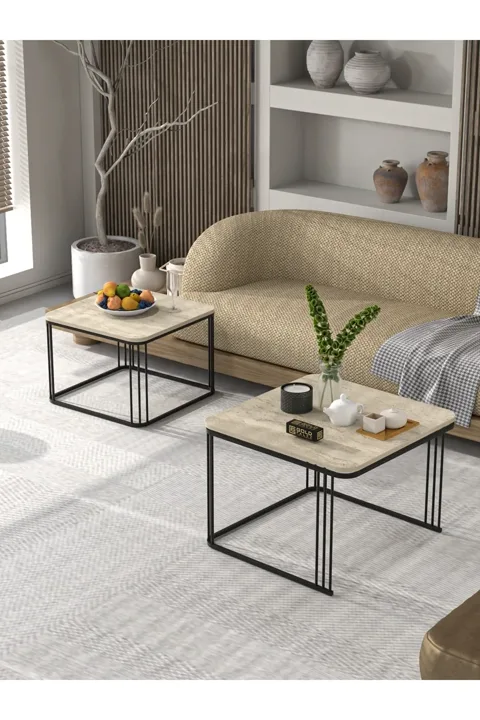 Alize 2-Piece Square Coffee Table - Beige