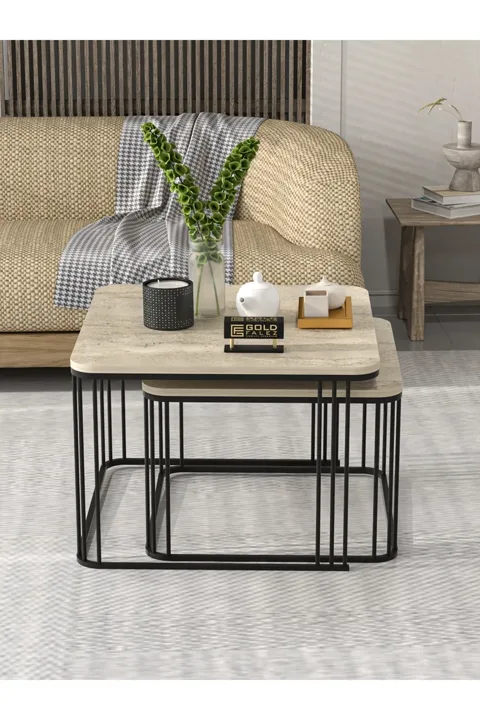Alize 2-Piece Square Coffee Table - Beige