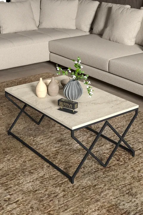 V Lux Square Coffee Table - Beige