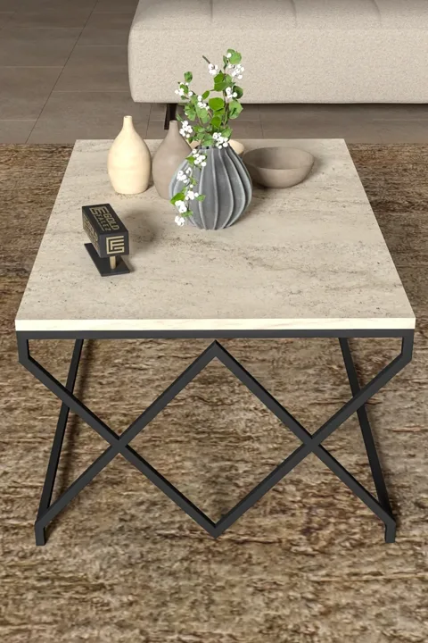 V Lux Square Coffee Table - Beige