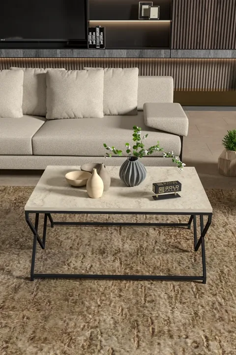 V Lux Square Coffee Table - Beige