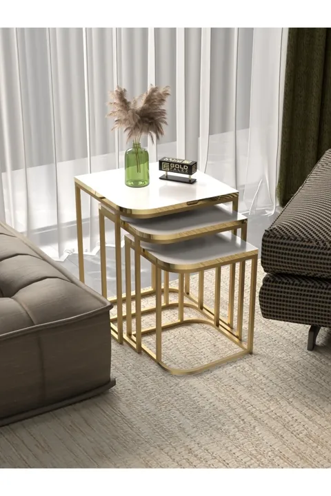 Damla 3-Piece Rectangular Nesting Table Set - Yellow