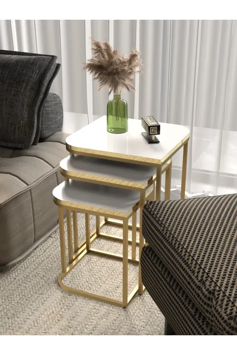 Damla 3-Piece Rectangular Nesting Table Set - Yellow