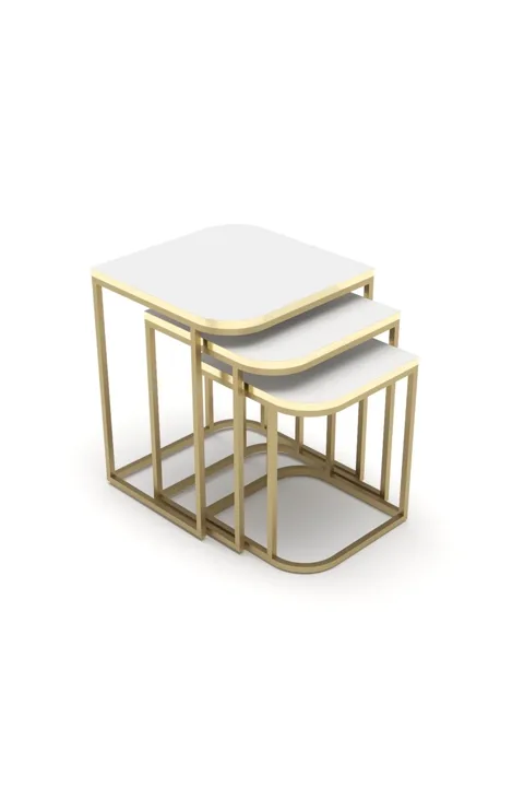 Damla 3-Piece Rectangular Nesting Table Set - Yellow