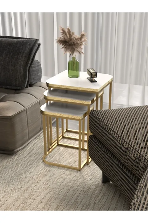 Damla 3-Piece Rectangular Nesting Table Set - Yellow