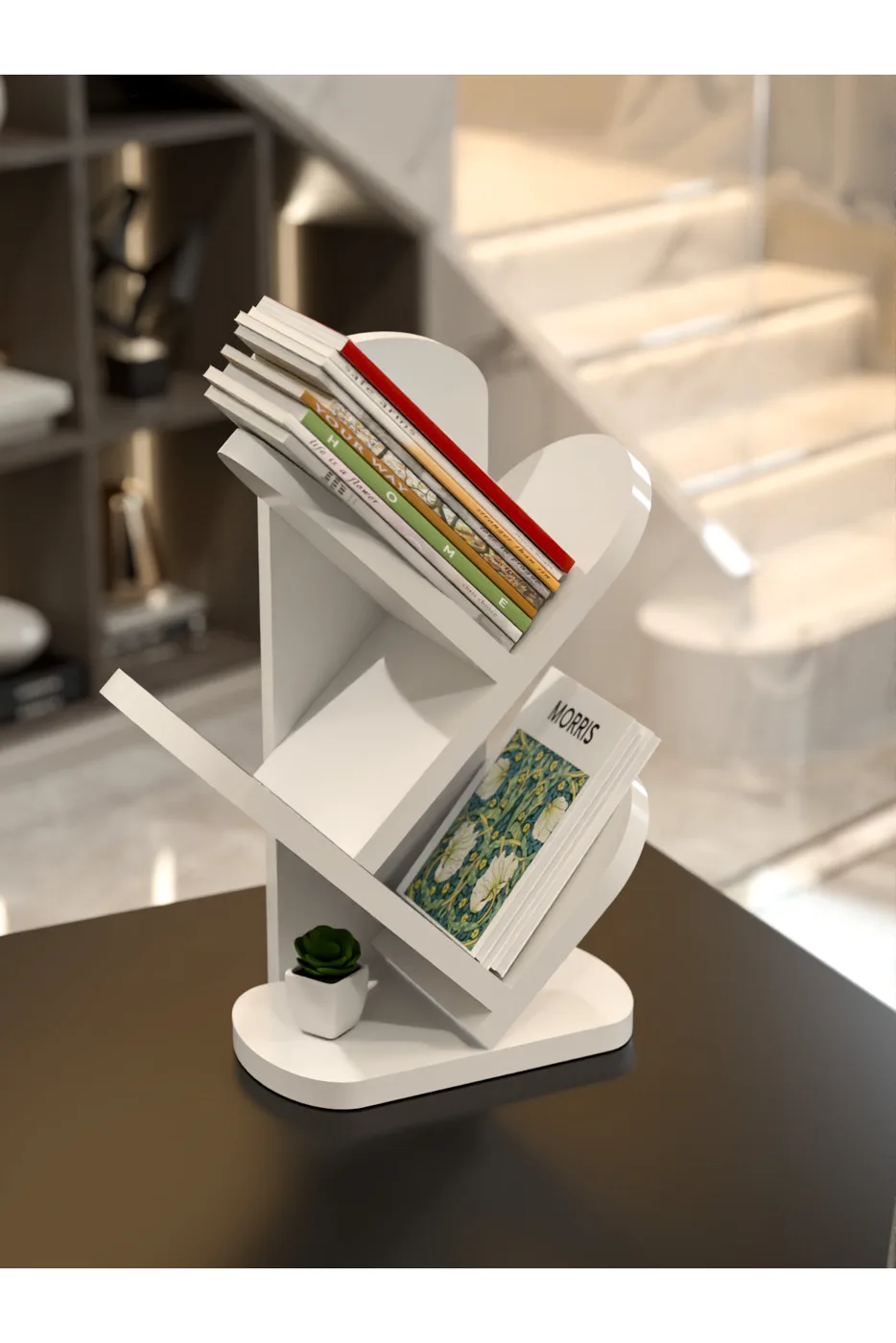 3-Shelf Tabletop Bookcase - White