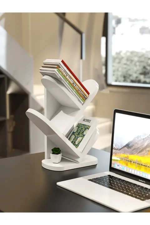3-Shelf Tabletop Bookcase - White