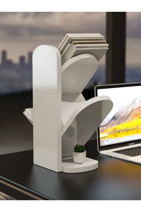 3-Shelf Tabletop Bookcase - White