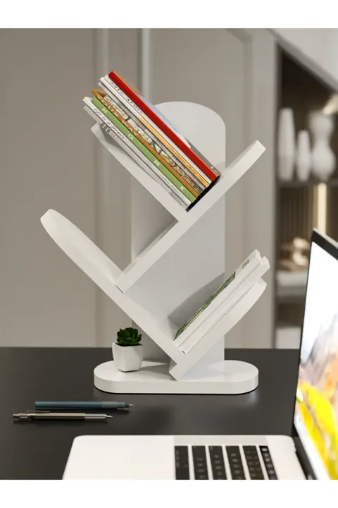 3-Shelf Tabletop Bookcase - White