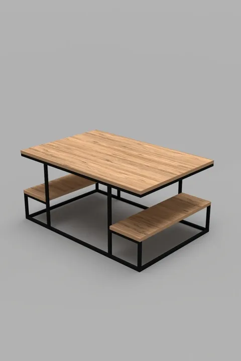 Coffee Table with Shelves - Brown