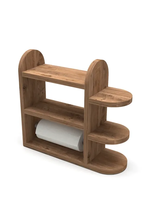 Multi-Purpose Kitchen Shelf, Spice Rack & Napkin Holder - Brown