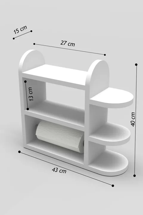 Multi-Purpose Kitchen Shelf, Spice Rack & Napkin Holder - White