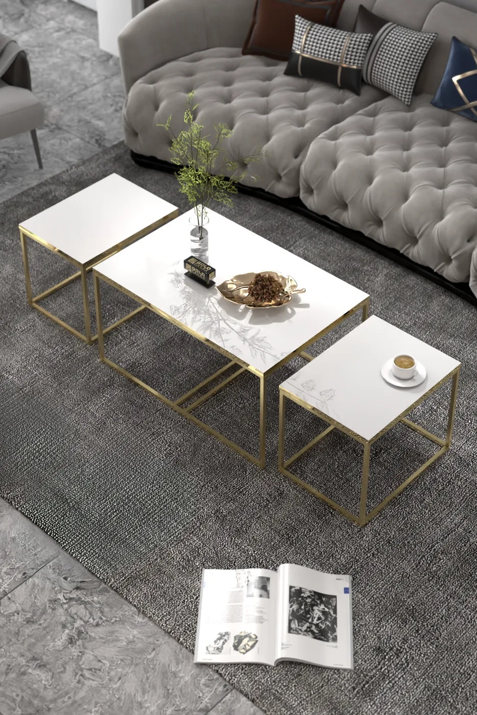 Flora Coffee & Nesting Table Set - Yellow