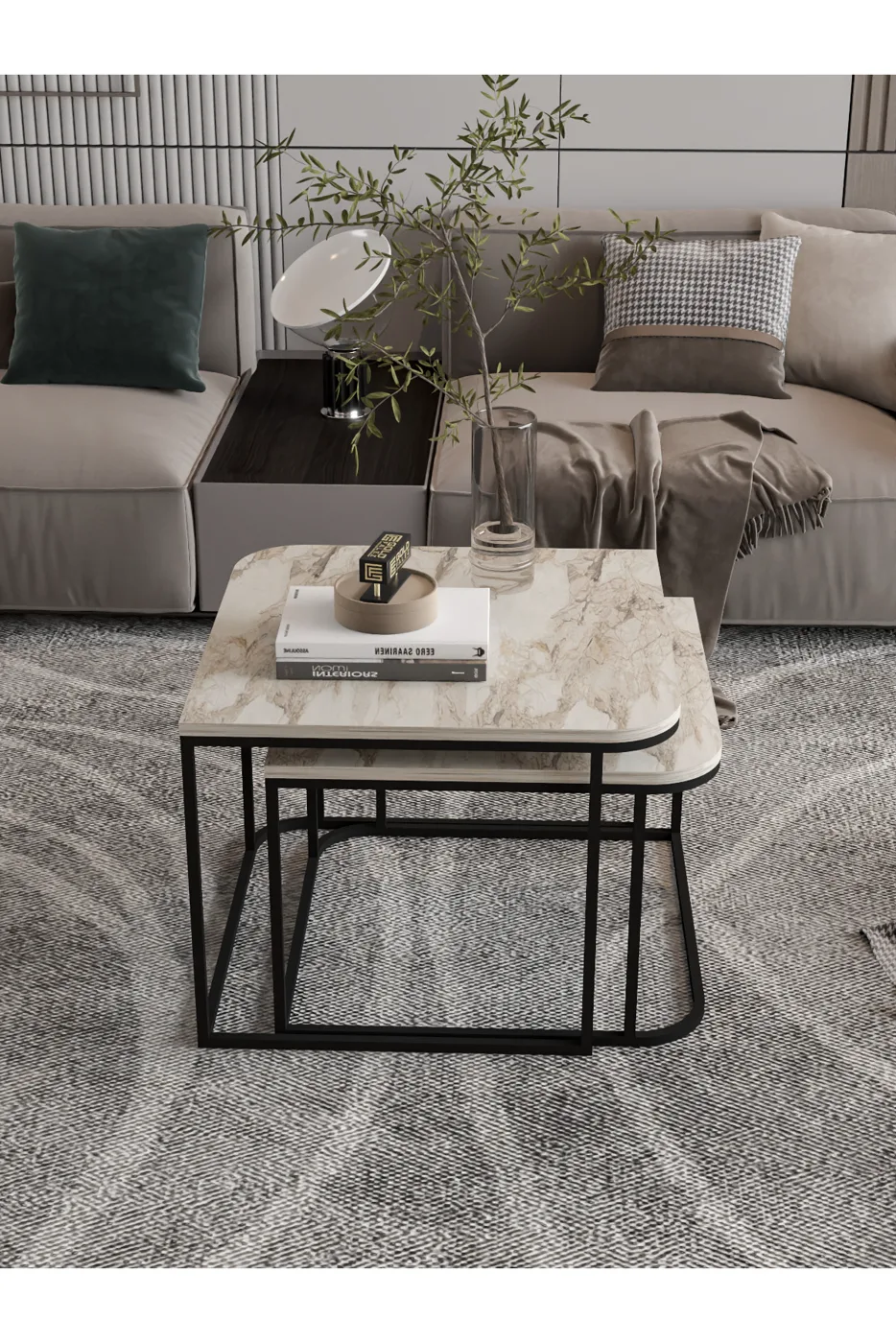 Damla table basse carrée 2 pièces - écru