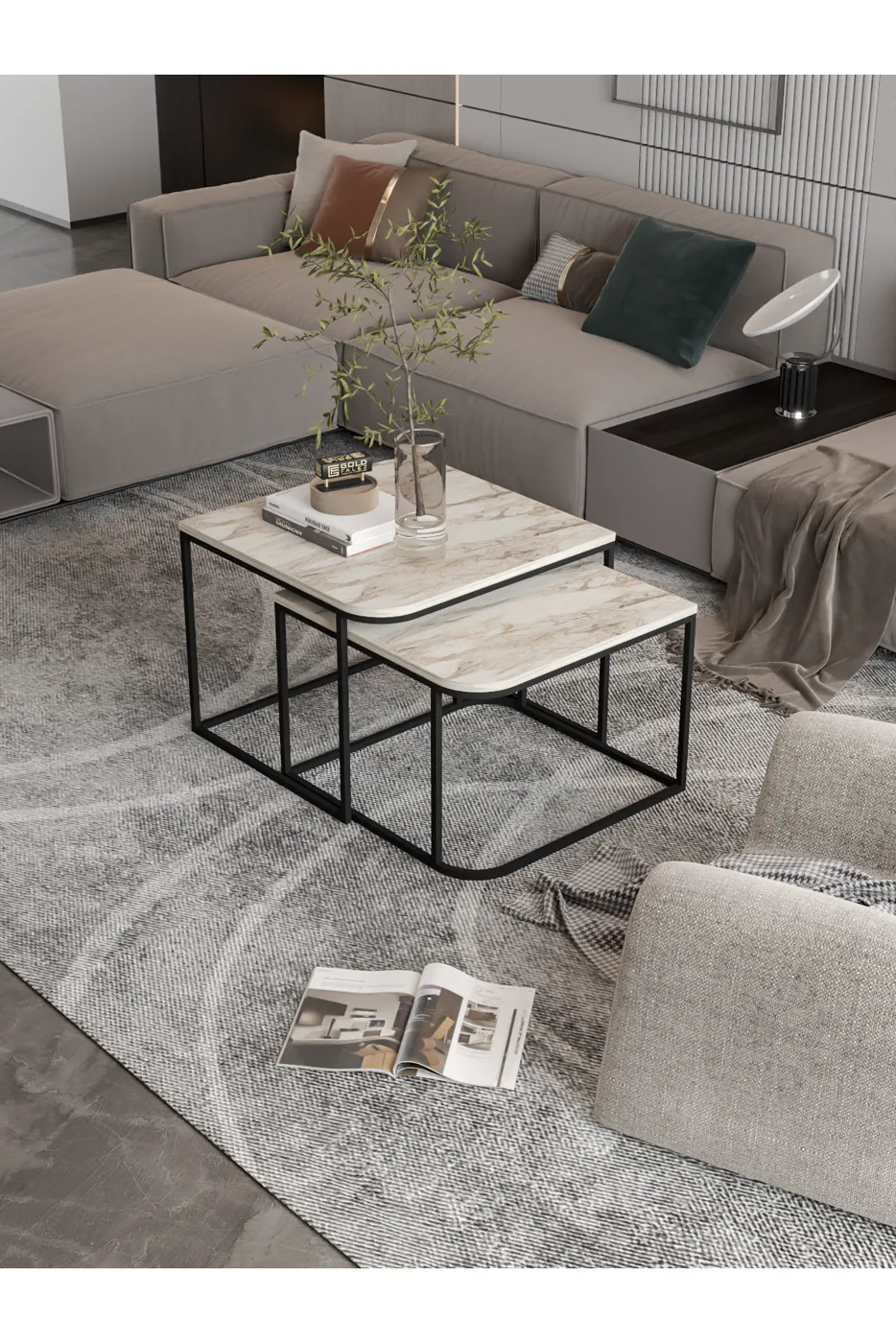 Damla table basse carrée 2 pièces - écru