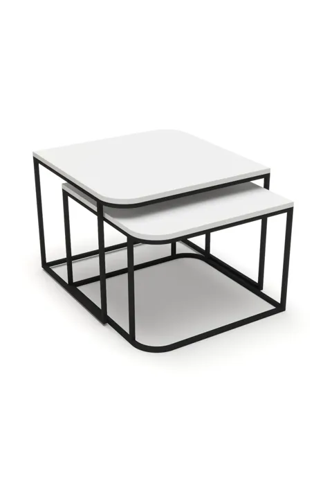Damla 2-Piece Square Coffee Table - White