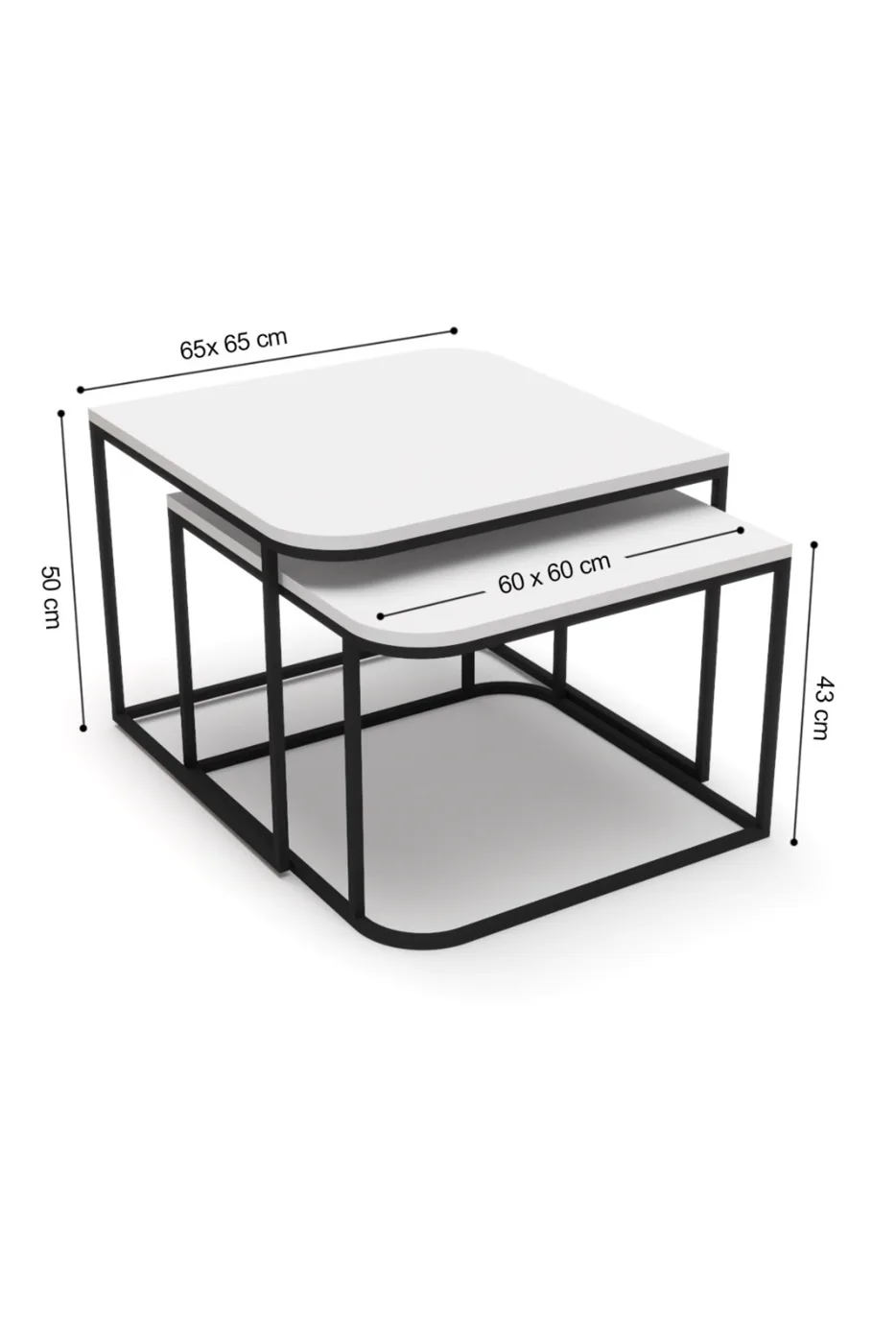 Damla table basse carrée 2 pièces - noir