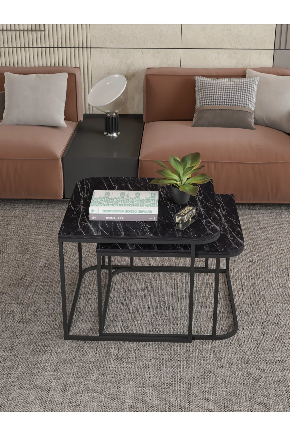 Damla table basse carrée 2 pièces - noir