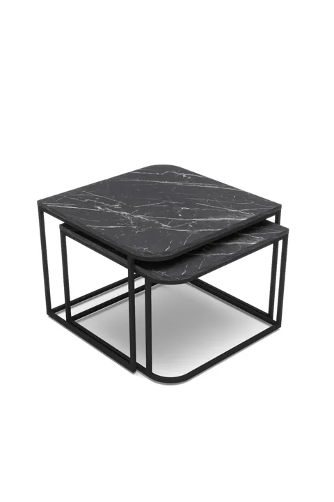 Damla 2-Piece Square Coffee Table - Black