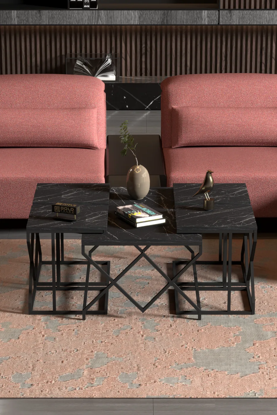 V Lux 5-Piece Coffee & Nesting Table Set - Black