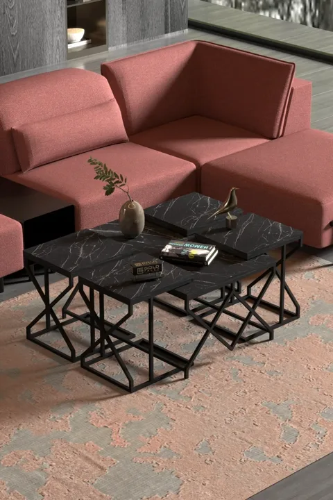 V Lux 5-Piece Coffee & Nesting Table Set - Black