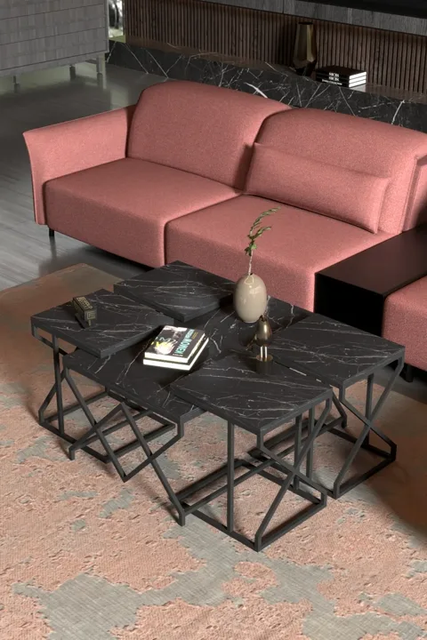 V Lux 5-Piece Coffee & Nesting Table Set - Black