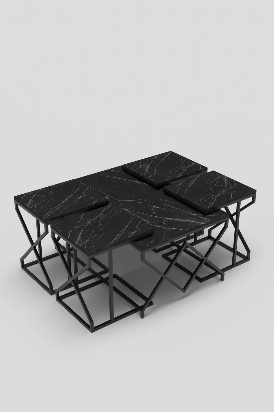 V Lux 5-Piece Coffee & Nesting Table Set - Black