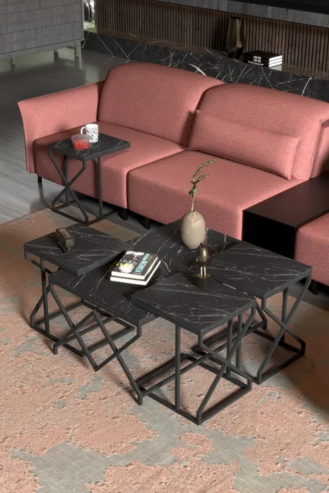 V Lux 5-Piece Coffee & Nesting Table Set - Black