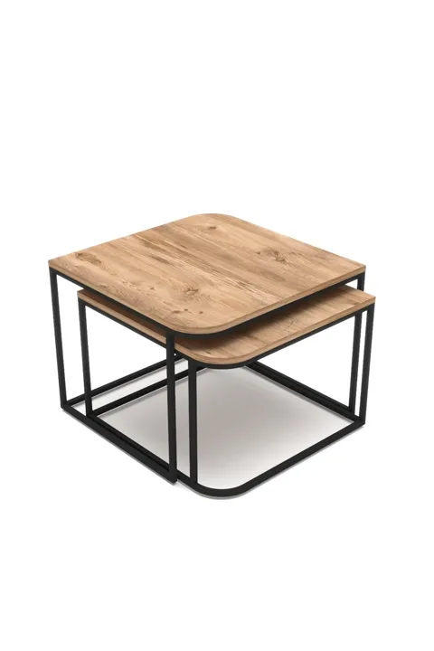 Damla 2-Piece Square Coffee Table - Brown