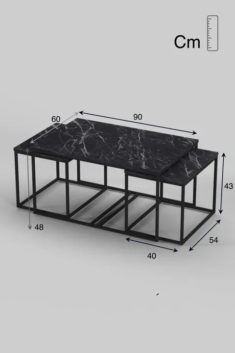 Flora Coffee & Nesting Table Set - Black