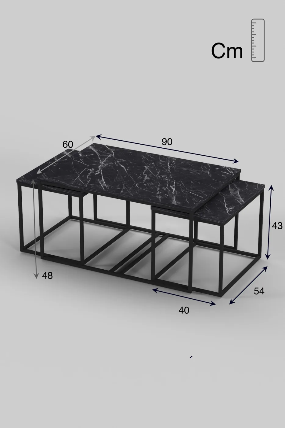 Flora Coffee & Nesting Table Set - Black