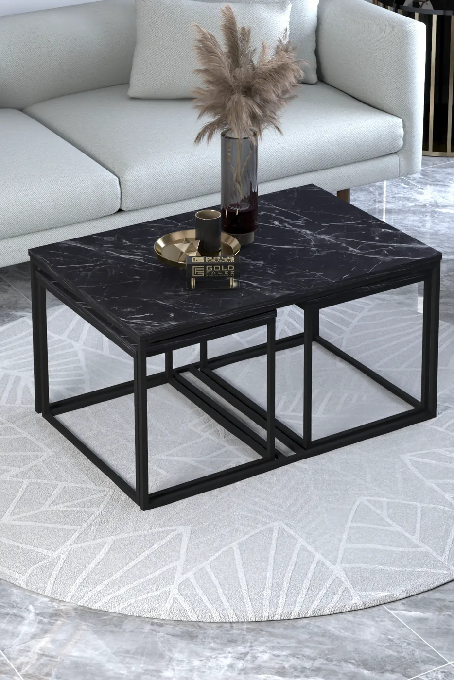 Flora Coffee & Nesting Table Set - Black