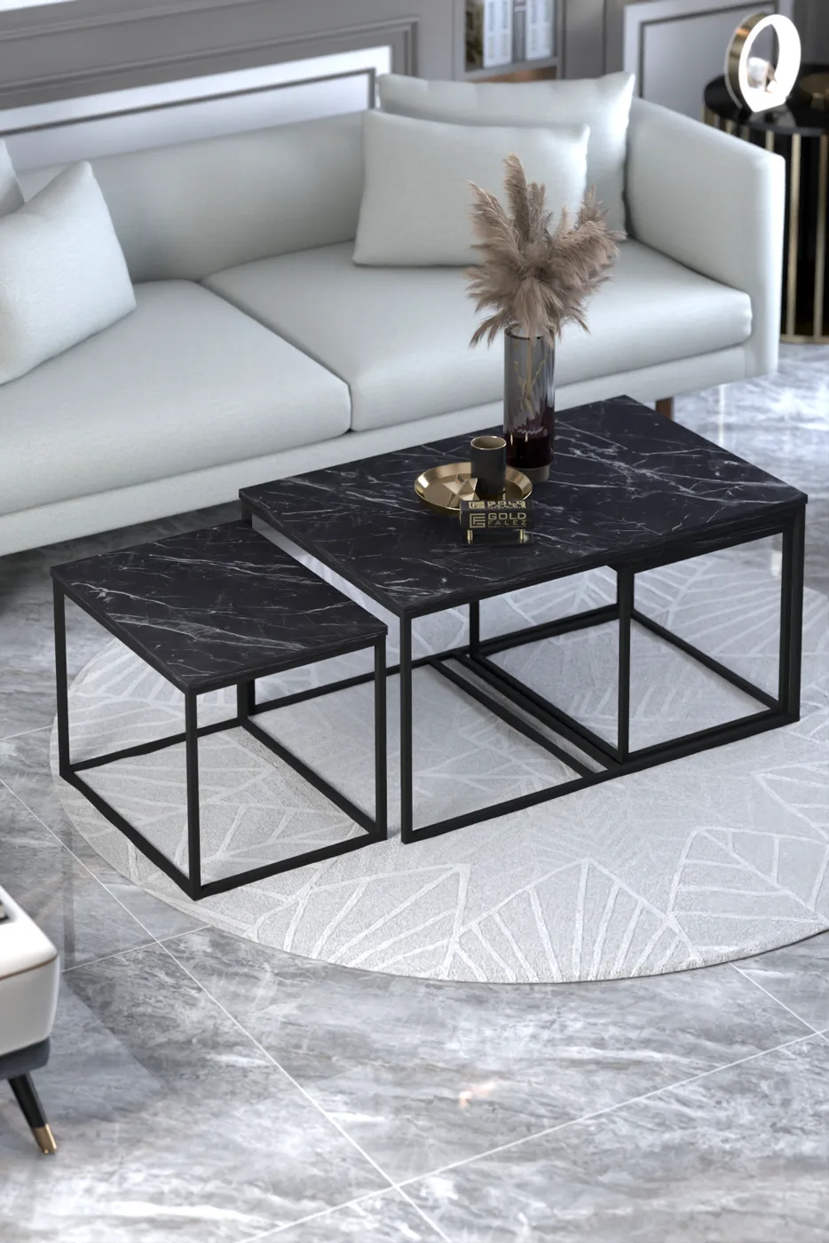 Flora Coffee & Nesting Table Set - Black
