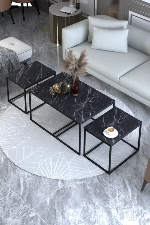 Flora Coffee & Nesting Table Set - Black