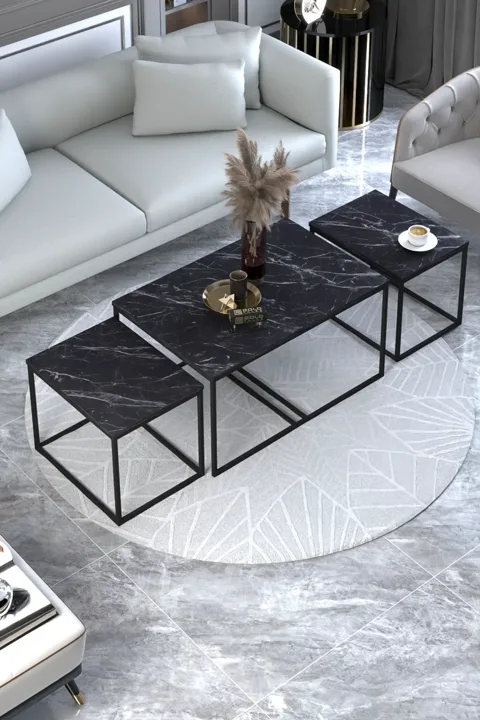 Flora Coffee & Nesting Table Set - Black