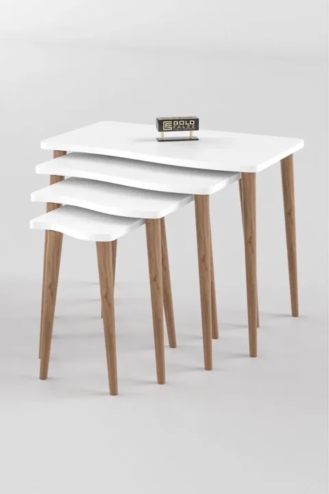 Turned Leg 4-Piece Square Nesting Table Set - White