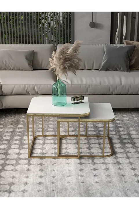 Damla 2-Piece Square Coffee Table - Yellow