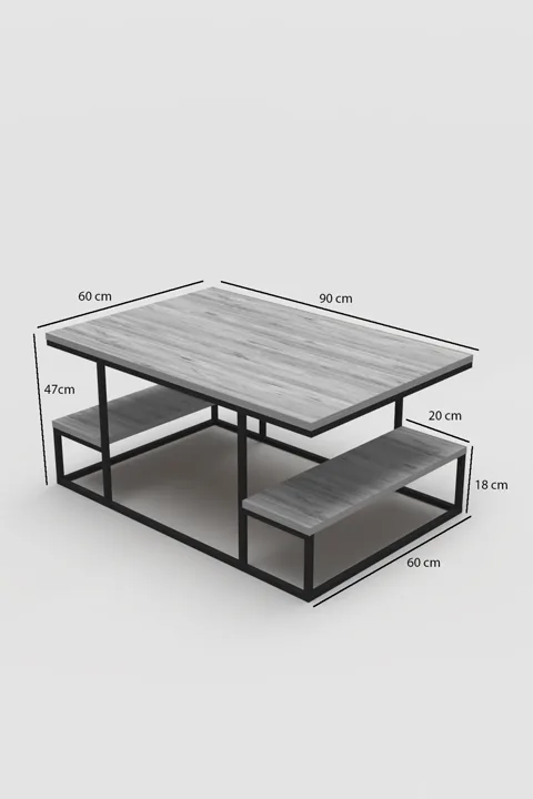 Coffee Table with Shelves - Ecru