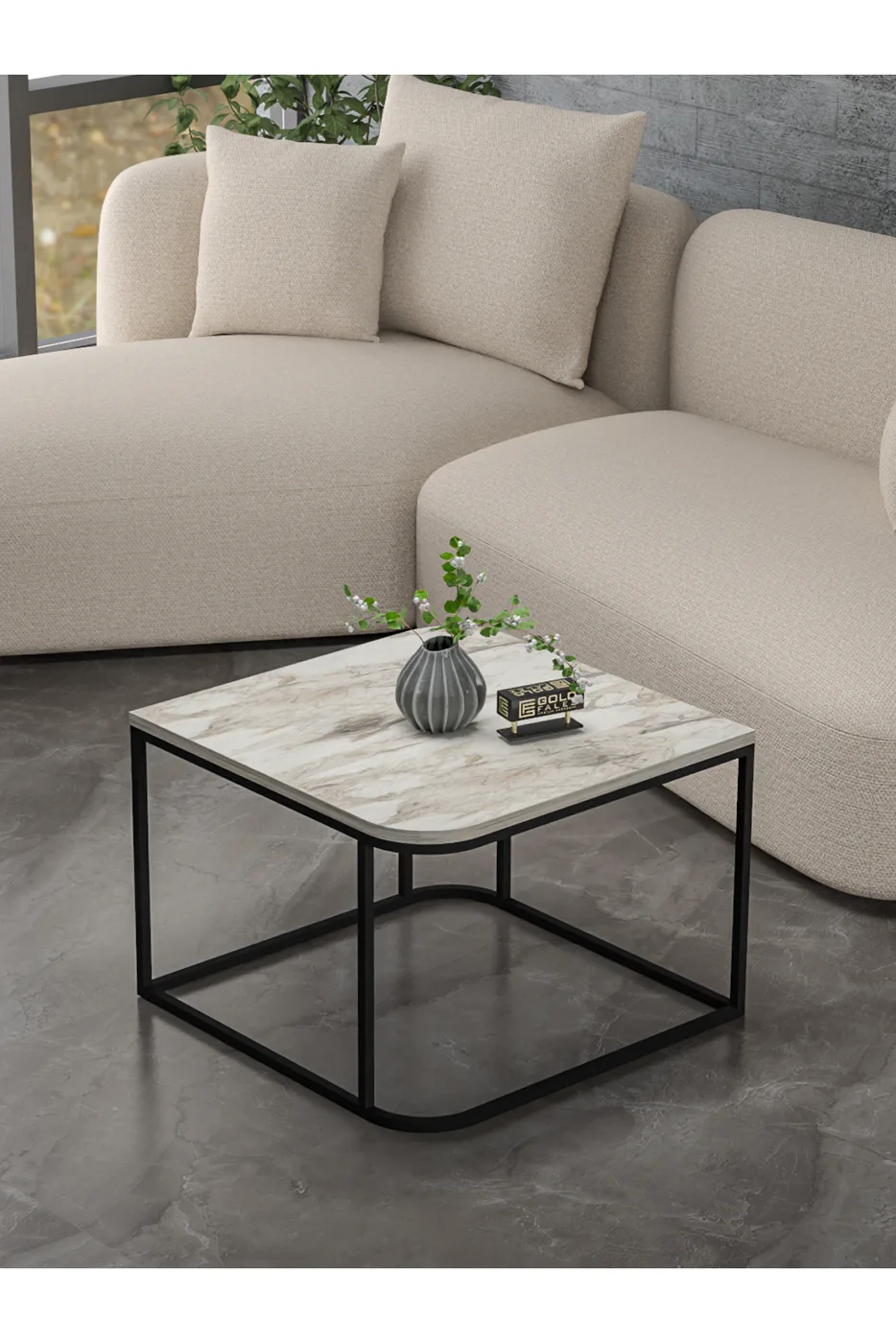 Damla Square Coffee Table - Ecru