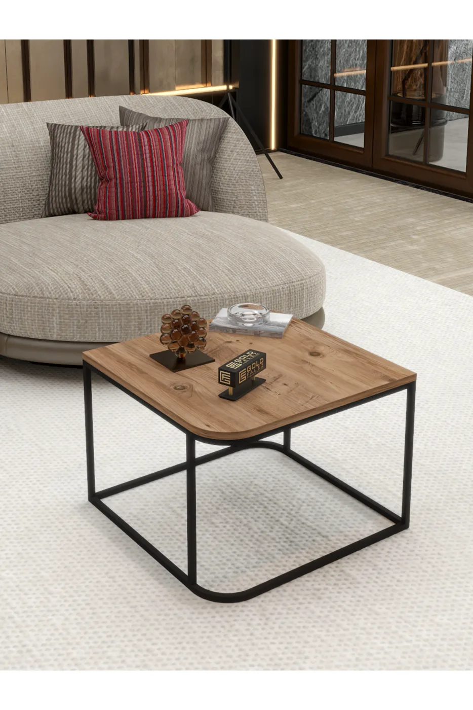 Damla Square Coffee Table - Brown